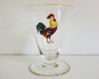 Mid-century Modern Liqueur Glass with Rooster Motif