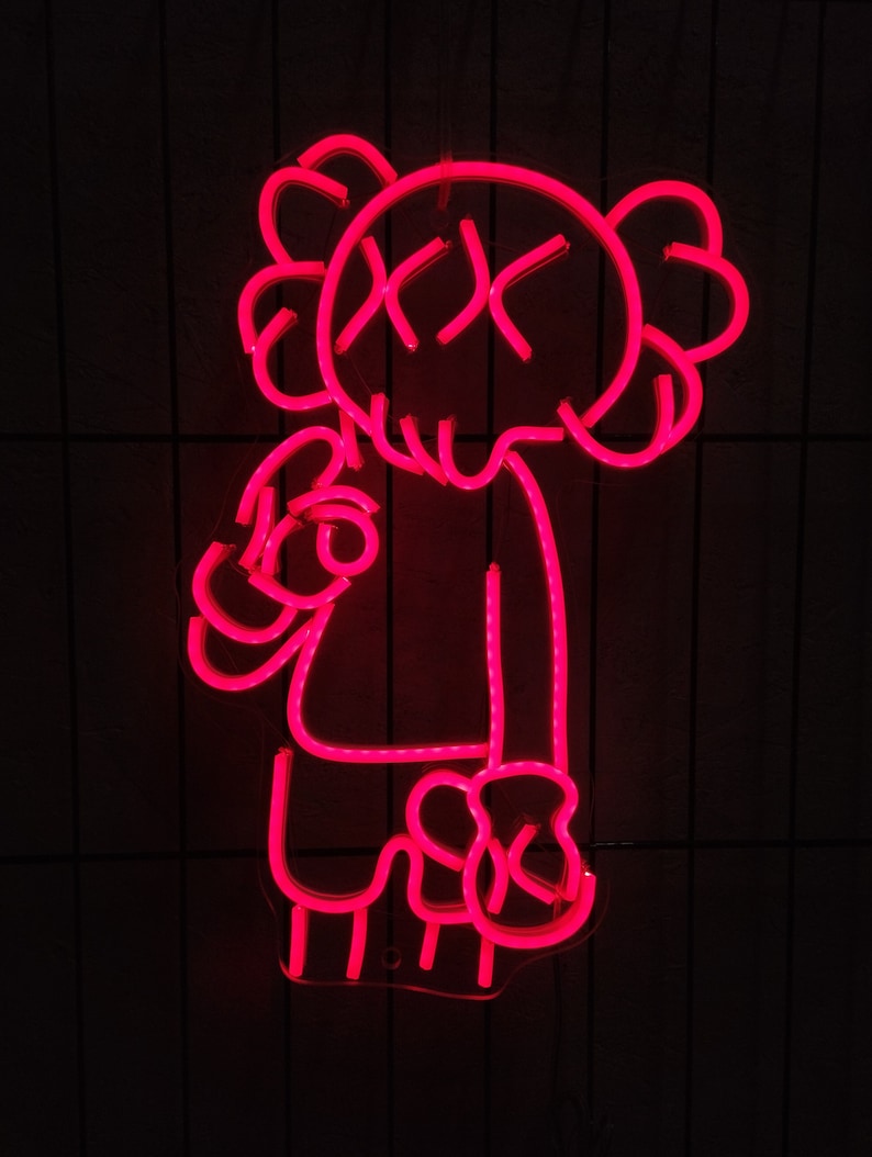 Kaw Neon Light Anime Neon Sign Kaw Neon Sign Kaws Neon Sign Kaw Wall Lights Kaws Light Kaw Wall Art Kaws Room Decor Kaws Wall Decor image 2