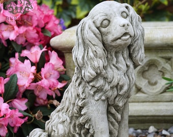 König Charles Spaniel Stein Statue | Outdoor Welpe Hund Garten Ornament Dekoration Cocker Springer British Pet Geschenk