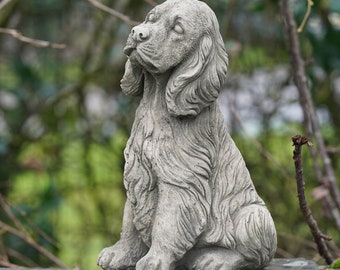 Spaniel Stone Statue | Animal Puppy Dog Outdoor Garden Sculpture Figure Ornament British Pup