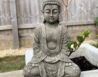 Statue de Bouddha en pierre Yang | Ornement extérieur décoratif oriental de sculpture de jardin de moine zen