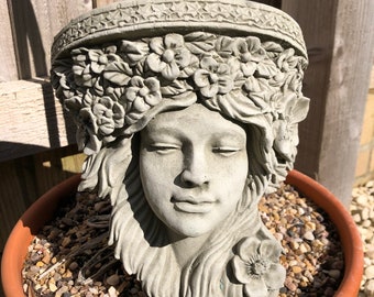 Jugendstil-Hängende Dame-Regal-Steinstatue | Art-Deco-dekorative Gartenwandskulptur, dekorative Frau, Ornament, Plakette, Geschenk