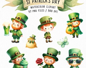 Watercolor St. Patrick's Day, St Patrick's Day Clipart, Cute Saint Patrick's Day PNG, Leprechaun Clipart, Irish day PNG