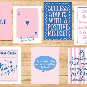 Pink and Blue Motivational Classroom Posters - Set of 7