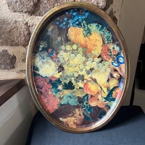 Vintage Wallace Collection London Servierschale von Elite Gigi Boxes Jan Vas Huysum Obst und Blumen