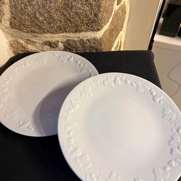 Magnifique lot de deux assiettes de service, plat en porcelaine de Limoges Philippe Deshoulieres