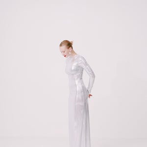 White winter dress, Valentines day dress,gift for her, party dress, cocktail dress, evening maxi dress, sexy dress, long sleeves, homecoming