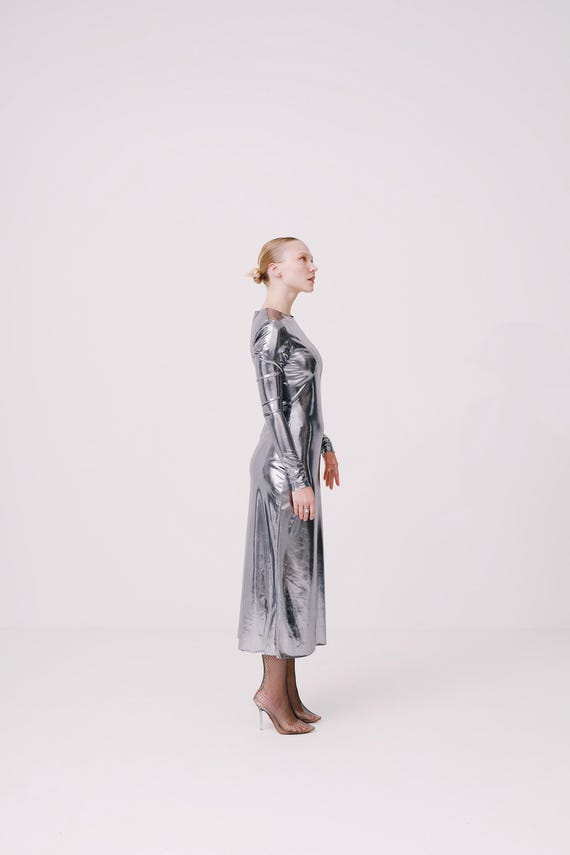 silver metallic wrap dress Shooting Star Metallic Wrap Dress
