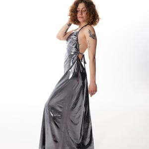 Chrome Drag Queen evening dress, silver sequin dress, shiny festival maxi dress, liquid metallic dress, Pride outfit, LGBTQ