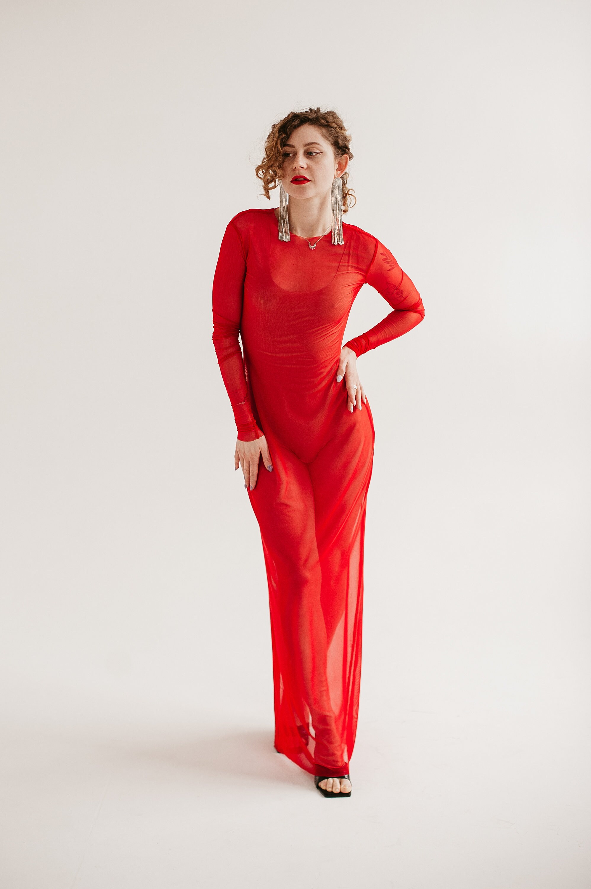 ★CERRIC★WAVE LONG SLEEVELESS DRESS★1570★Red★韓国★人気 S4ef17a6b88d74b428e11f71023cce