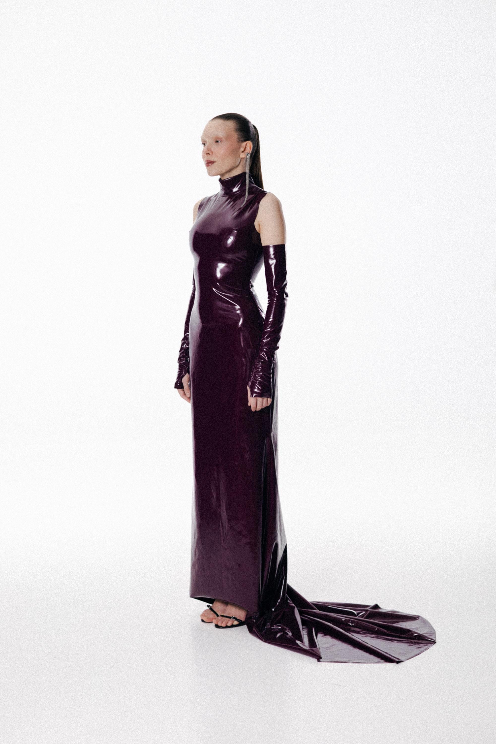 chinese dress ladies Latex Fitted Maxi Dress