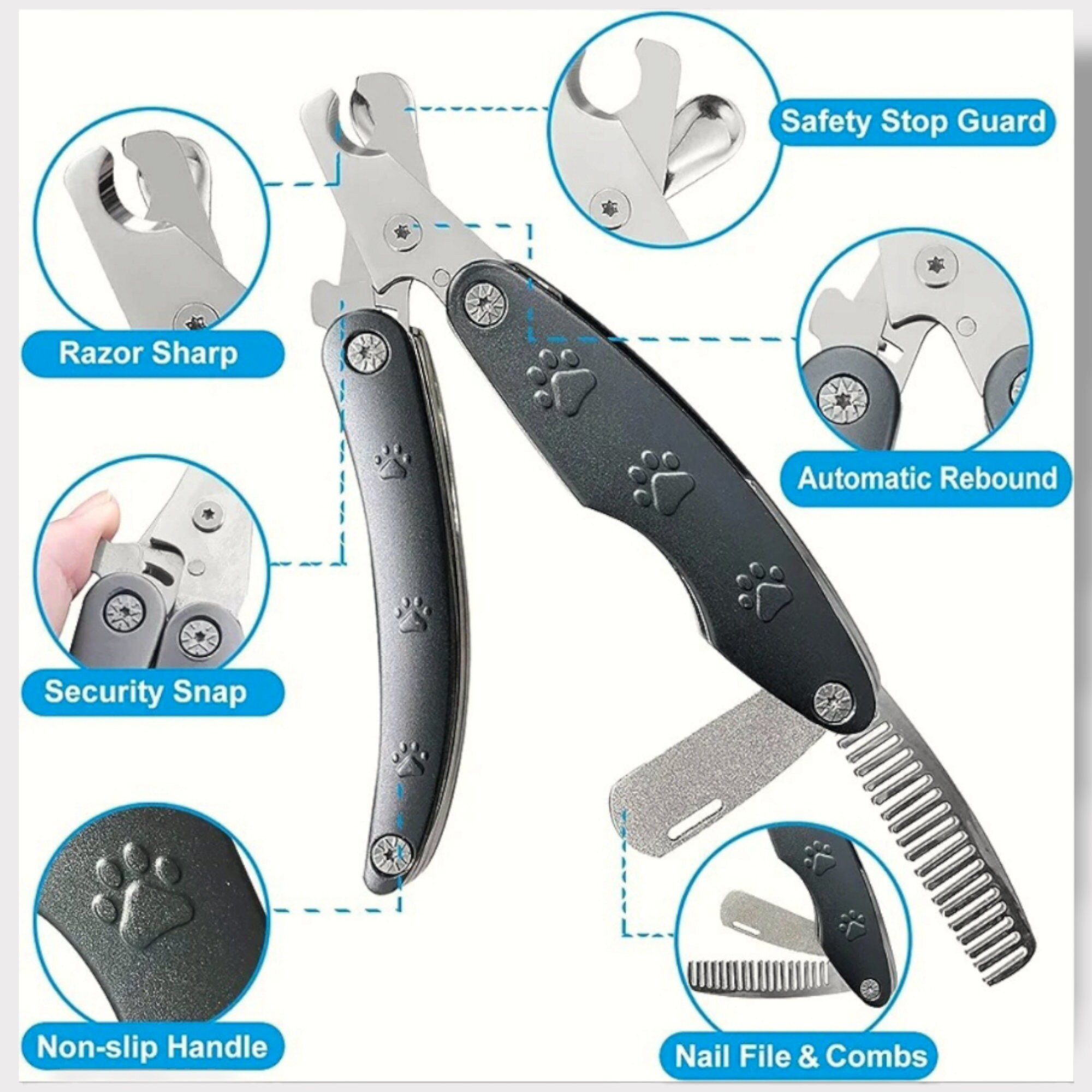 Professional Dog Nail Clippers for Large Dogs up to 200lbs Sharpest Low