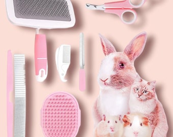 Comprehensive Small Animal Pet Grooming Kit - Pink Rabbit, Puppy, Kitten Care Essentials