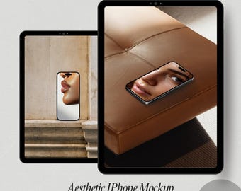 Brown Aesthetic iPhone Mockup, Canva Template