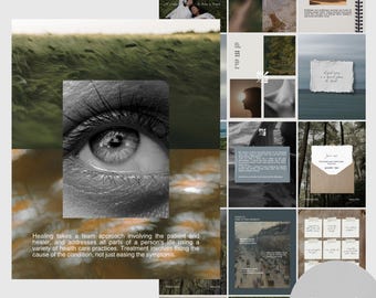 Healing Coach Canva Templates, Wellness Social Media Branding Kit (Digital Download)