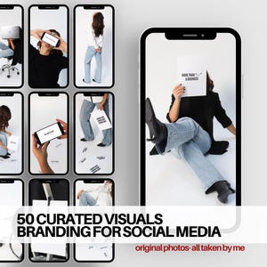 May include: A collage of images featuring a woman wearing jeans and a black blazer. She is holding a white card with the text "More Than a Business" written on it. The images are arranged in a grid pattern and are surrounded by a white border.
