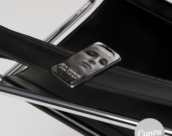 Minimalist iPhone Mockup Template for Canva, Phone Mockup, device mockups, white aesthetic Mockup, brand design Mockup, black and white