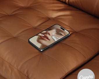 Modern iPhone Mockup, Drag and drop device mockup, smartphone mockup for Canva, luxury phone mockup with realistic light and shadow