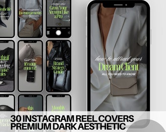 Dark Aesthetic Instagram Reel Covers, Faceless Marketing, Canva Templates