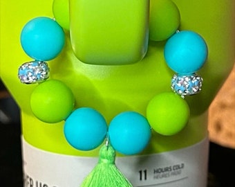 Bright Lime Stanley Matching Handle Bead Charms - Stanley Charms - Tumbler Handle Charms  - Heat Wave Collection