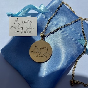 Collar con texto escrito a mano, collar personalizado con texto personalizado, accesorio de escritura a mano, joyería para Navidad, idea de regalo
