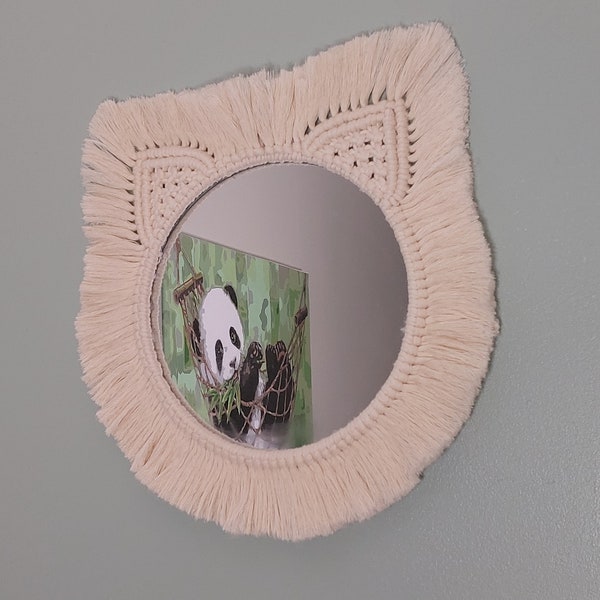 miroir, macramé, chat, ours, enfant, chambre, décoration