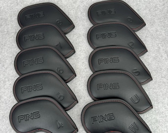 Black PING Magnetic Golf Club Head Covers, Protective Iron Cover