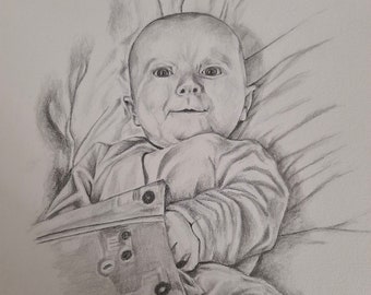 Custom hand drawn portrait from photo