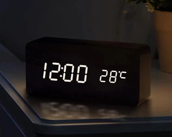 Rustic Charm Meets Modern Tech: Digital LED Wooden Alarm Clock