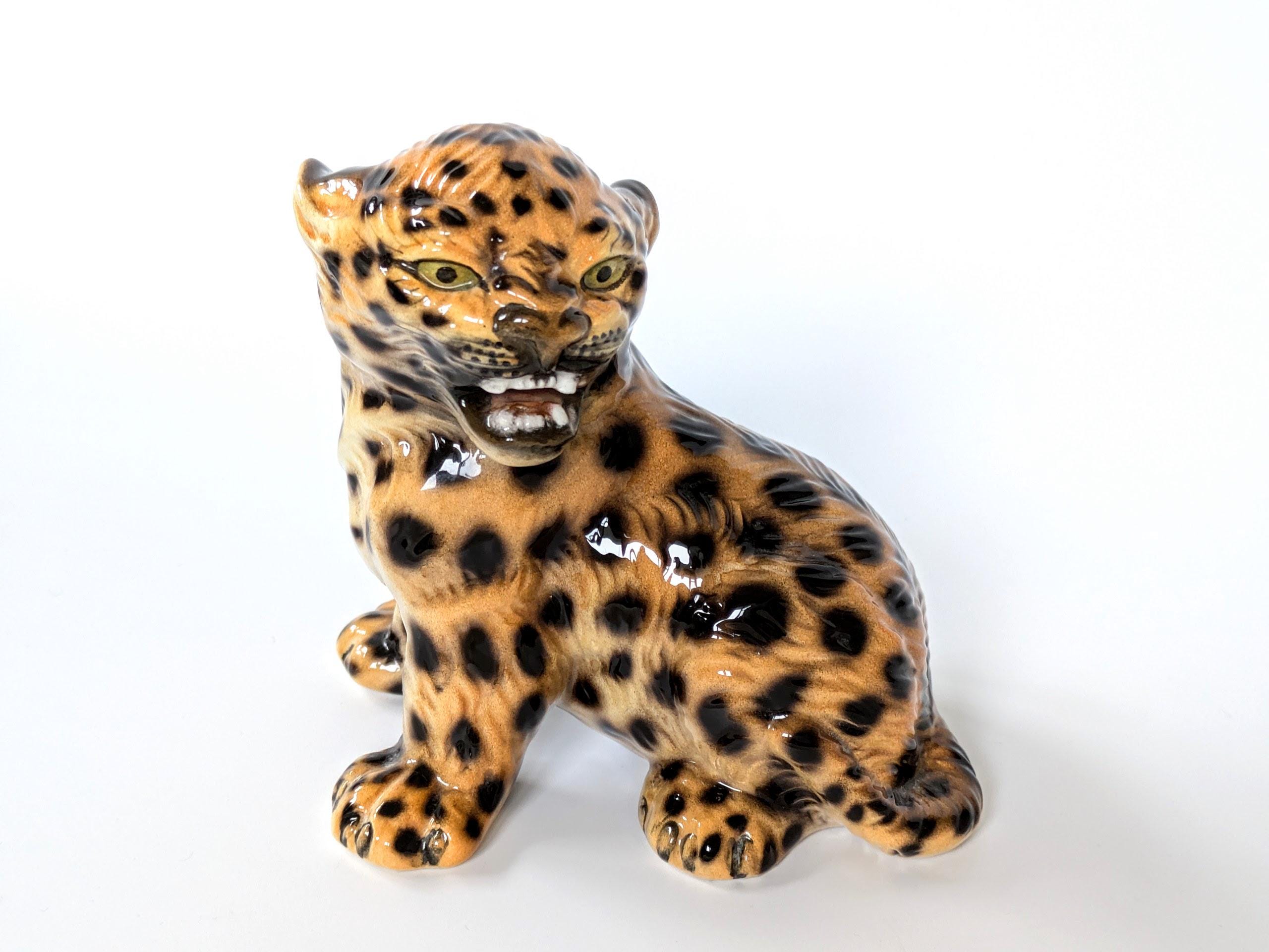 RONZAN Italy TIGER Signed Mid Century Porcelain Large