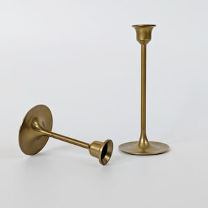 Pair of Vintage Brass Candleholders, Midcentury Minimalist Taper Candle Holders