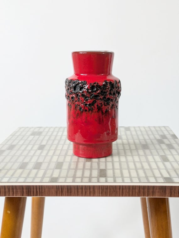 Kreutz Keramik社製  fat lava 花器 KREUTZ KERAMIK RED/BLACK FAT-LAVA JUG VASE 201 (23.5 cm