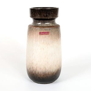 Scheurich Vase Zylinder 70er Keramik Braun Creme Ombre