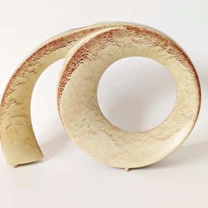 Vintage Sculptural Vase by Roberto Rigon for Bertoncello, Italian Ceramic, Screziato Tabacco Glaze, 1960s
