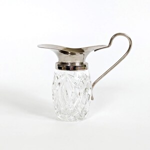 Vintage Cut Crystal Silver Plate Cream Jug Victorian Edwardian Style Creamer Tableware
