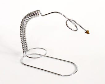 1980s Memphis Style Chrome Wine Bottle Holder, Postmodern Barware, Modernist Kitchen Decor