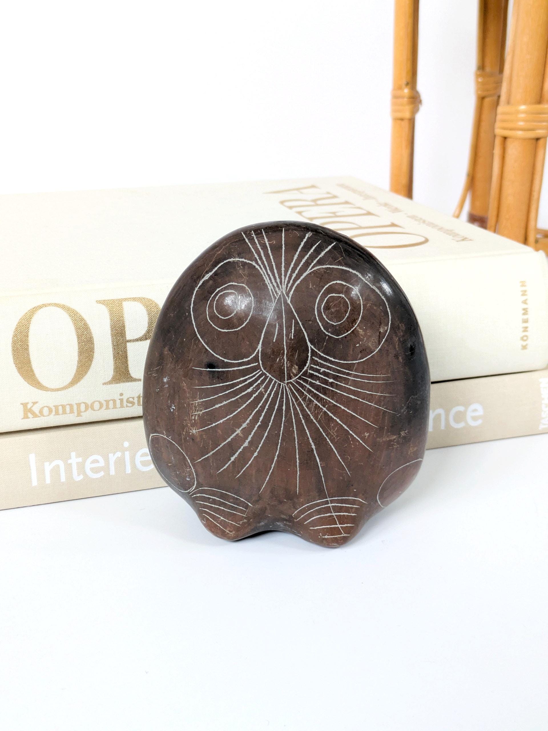 Vintage Oaxaca Barro Negro Owl Figurine, Mexican Folk Art Pottery