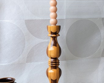 Midcentury Turned Wood Candlestick