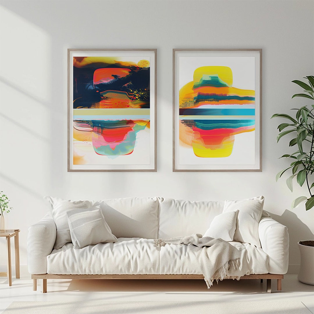 VIBRANT WALL DECOR, Vibrant Wall Print Set of 2, Set for Home Décor ... - Vibrant And Colorful Wall Decor