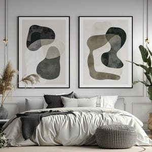 Abstract Shapes Art Prints Set: Modern Neutral Gallery Wall (Digital Download)