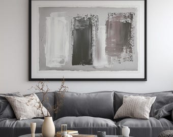 Monochrome Watercolor Abstract Wall Art, Textured Japandi Print, Neutral Minimalist Decor, Printable