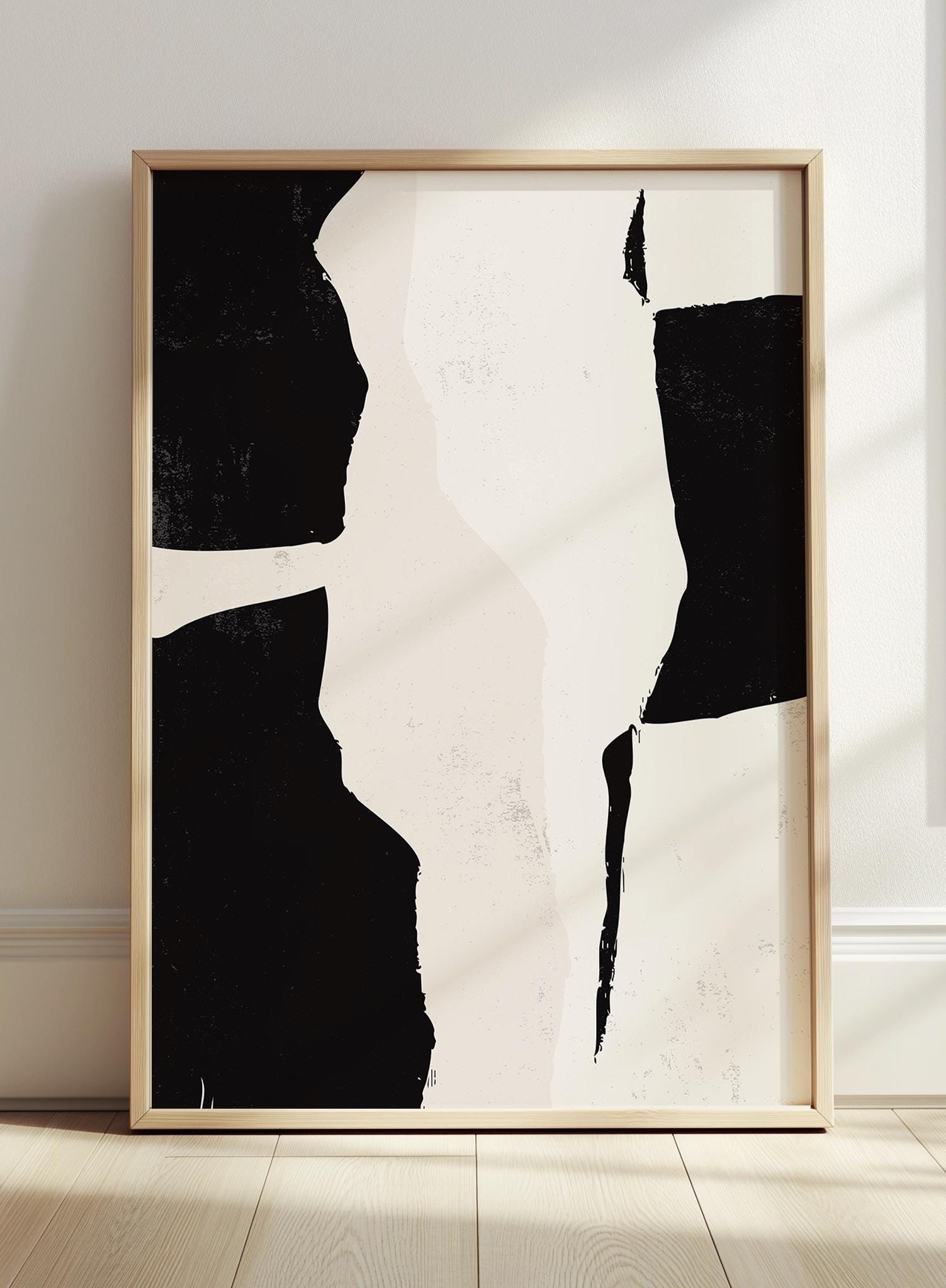 Wabi Sabi Abstract Art Print Set, Beige Black Texture Wall Art (digital ...