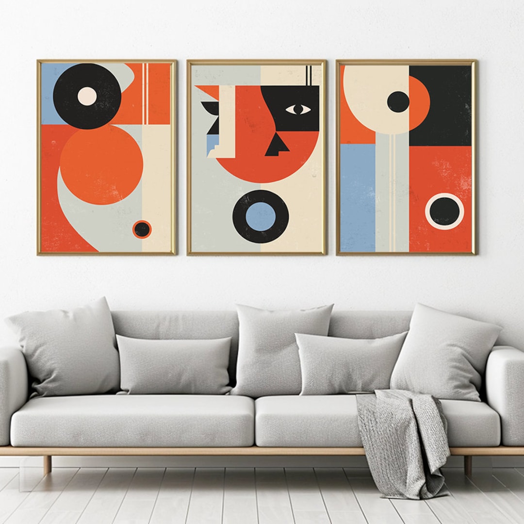 BAUHAUS WALL ART Set of 3 Prints, Vintage Mid Century Modern Posters ...