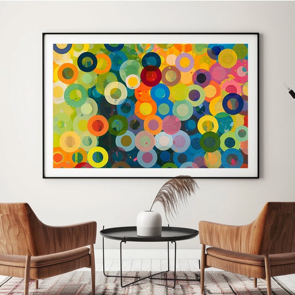 Horizontal or Vertical VIBRANT WALL DECOR Circular Wall Art Print, Digital Download Colorful Wall Art Print, Huge Wall Art Popular Poster