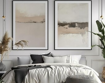 Abstract Beige Gray Wall Art Set: Modern Boho Prints (Digital Downloads) Wall Decor