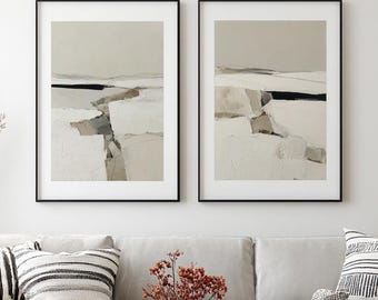 Neutral Abstract Landscape Prints Set, Japandi Minimalist Wall Art, Calm Earth Tone Decor, Printable