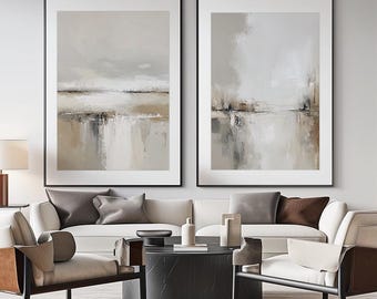 Neutral Landscape Painting Set of 2, Abstract Printable Art, Modern Minimalist Poster (Digital Downloads) Wall Decor