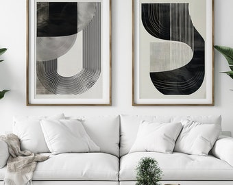 Mid-Century Modern Geometric Wall Art Prints: Minimalist Home Decor (Digital Download)