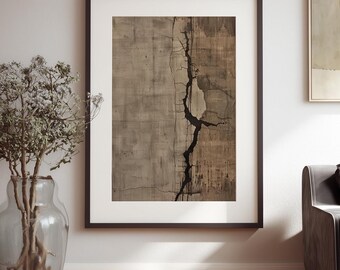 Wabi Sabi Wall Art, Beige Brown Abstract Print, Japandi Minimalist Printable Decor, Digital Download