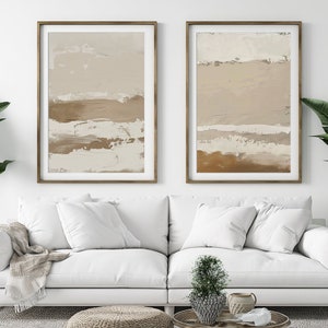 Moderne neutrale abstrakte Kunst 2er Set Beige Erdton Nordische Galerie Wandkunst 2er Set Moderne abstrakte Kunst Bauernhaus Dekor Digitaldruck Download